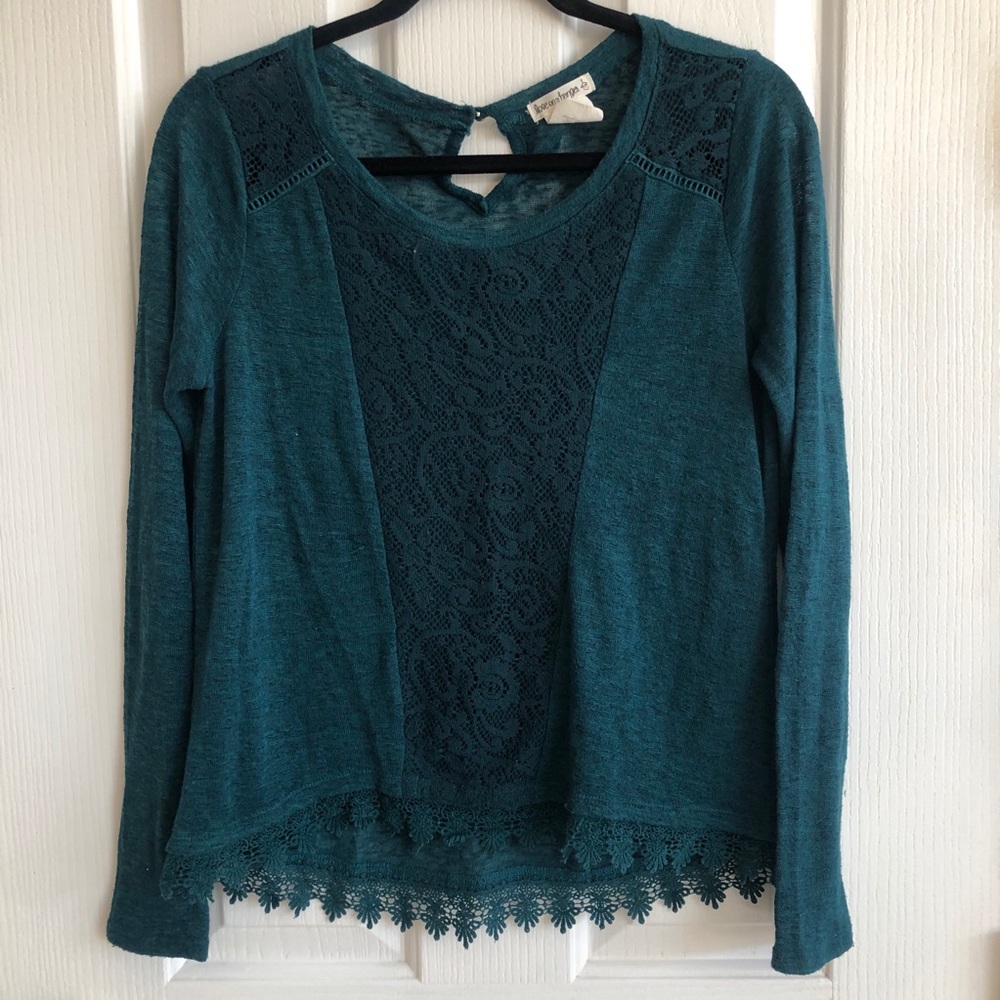 Teal Long Sleeve with Lace Details